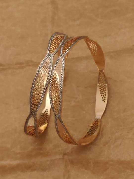 Two-Tone Gold Plated Fancy Daily Wear Bangle Set For Women