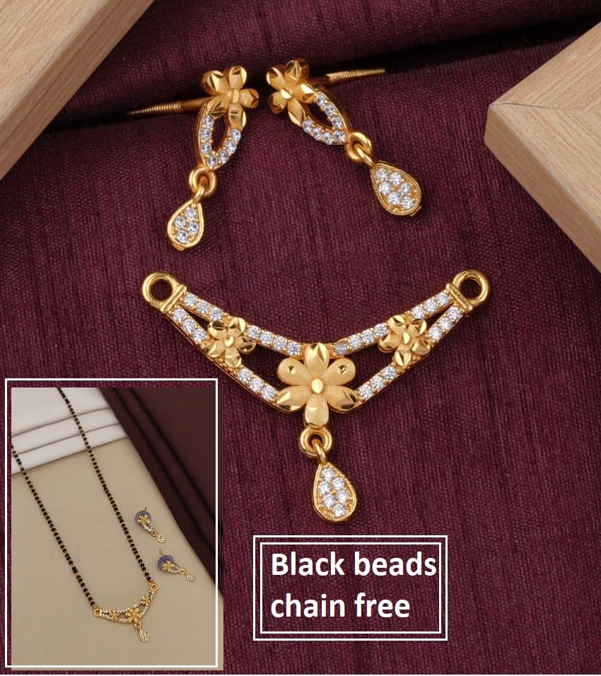 Premium Forming Flower Mangalsutra with And Diamonds And