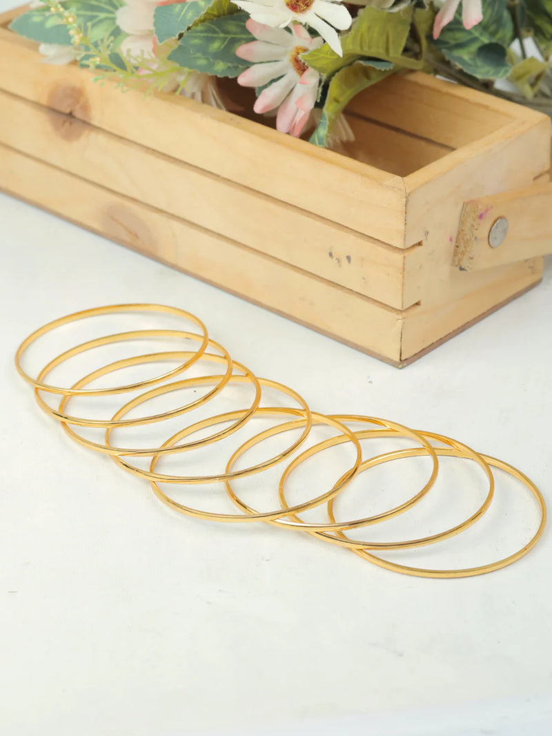 Anti-Tarnish Micro Gold Plated Plain Bangle Set of 8 | Skin-Safe & Hypoallergenic