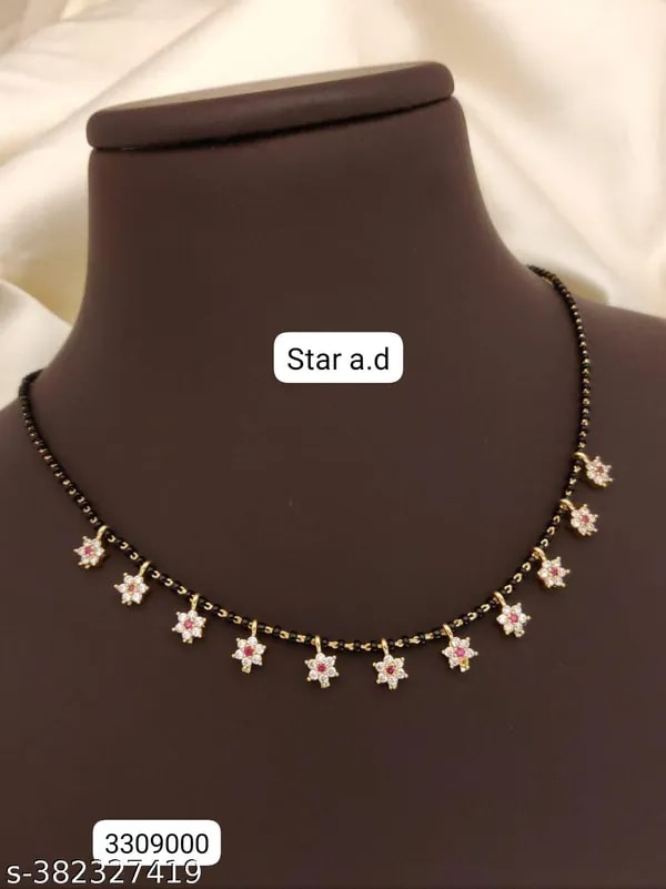 High Gold Plated And Diamond Fancy Star Mangalsutra For Women
