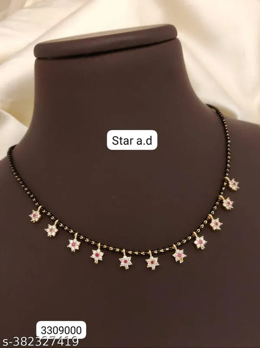 High Gold Plated And Diamond Fancy Star Mangalsutra For Women