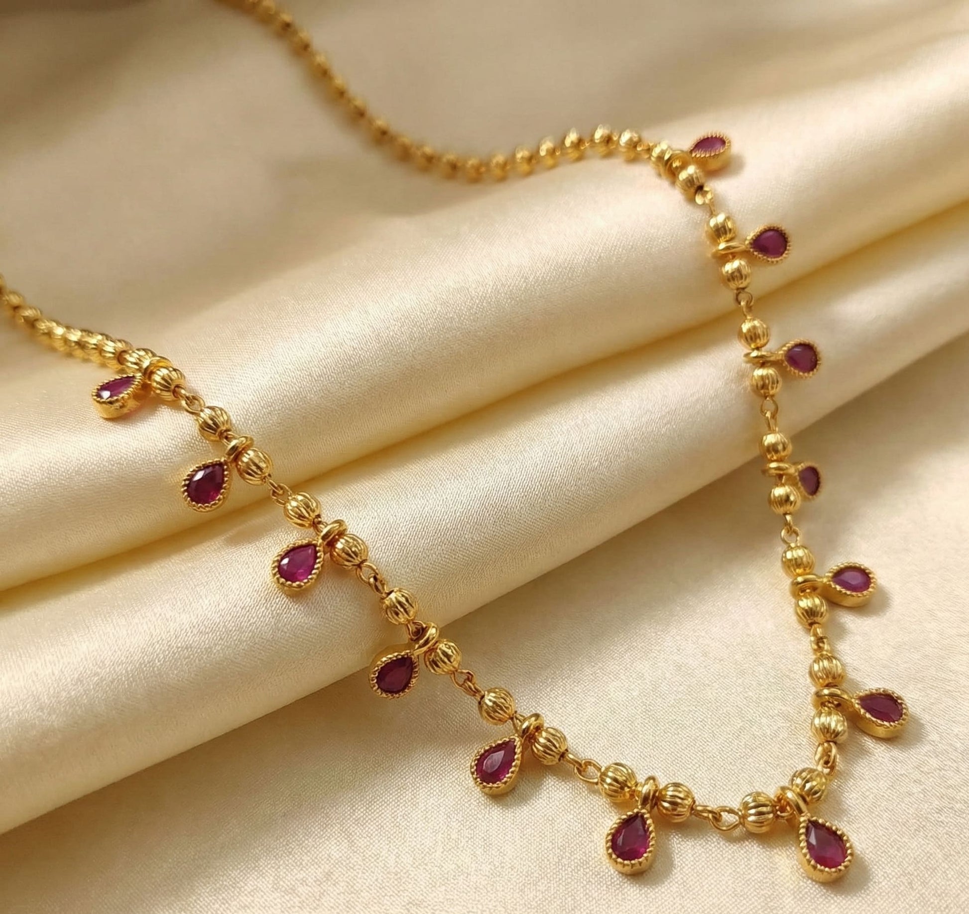 Micro Gold Plated And Diamond Studded Beaded Short Chain Combo Of 3 For Women