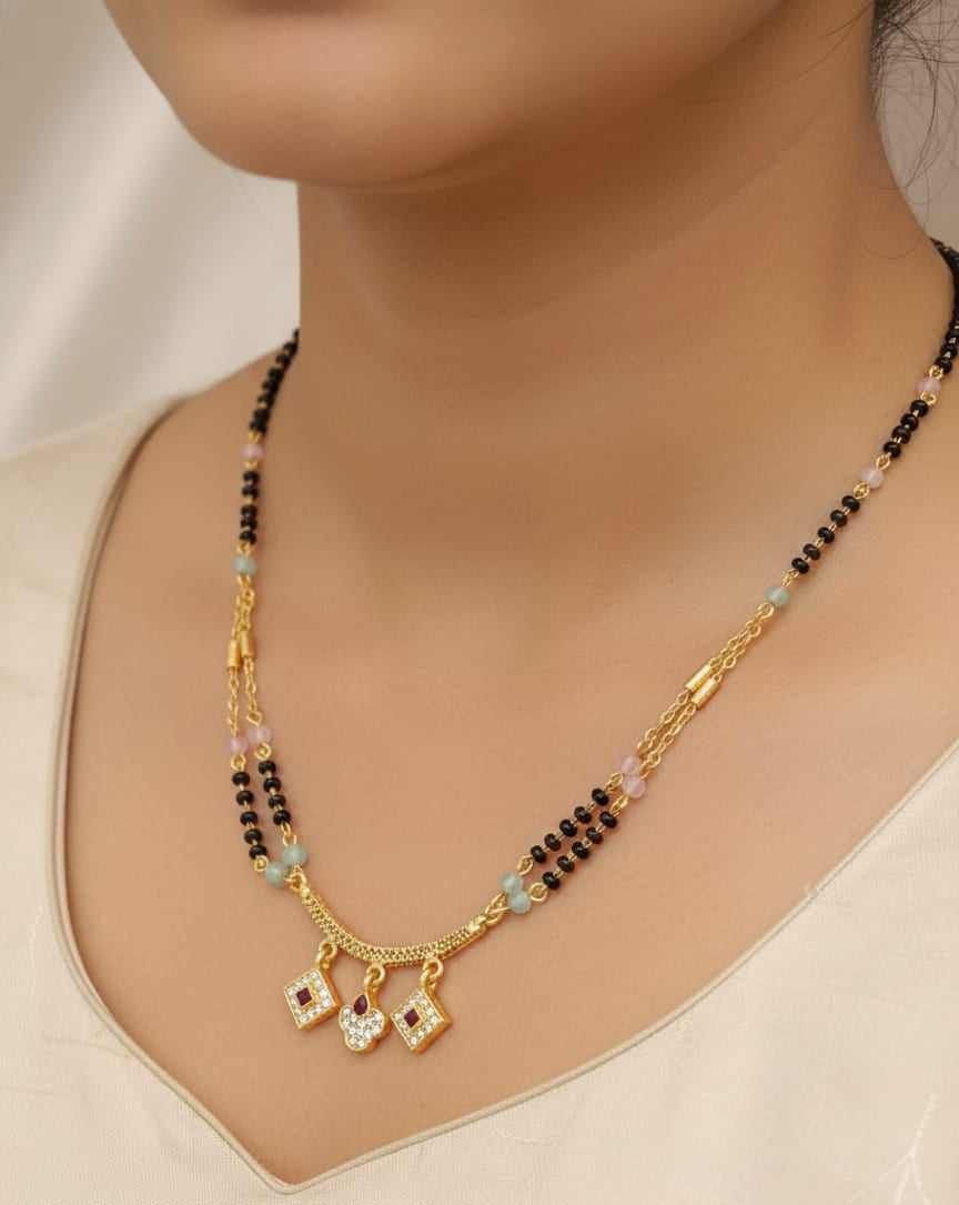 Micro Gold Plated Dual Line Mangalsutra For Women