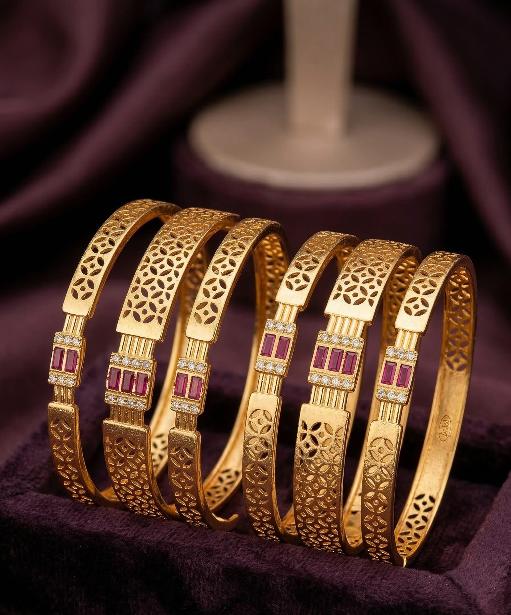 Micro Gold Plated  Designer ad diamonds 6 pcs bangles