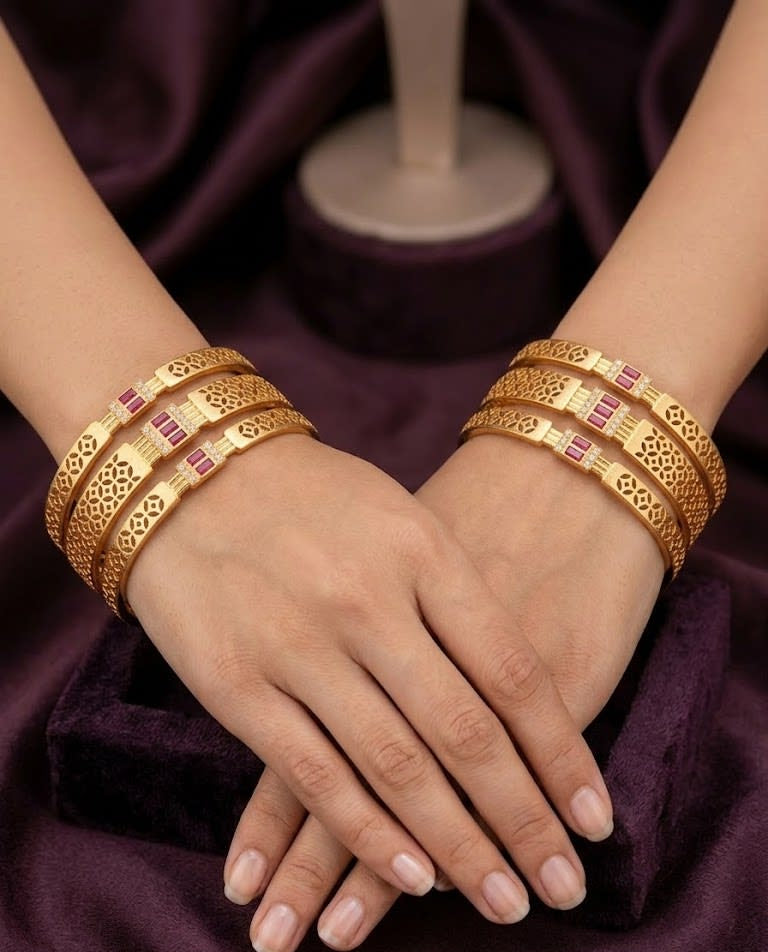 Micro Gold Plated  Designer ad diamonds 6 pcs bangles