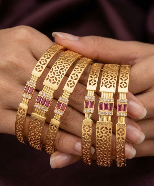 Micro Gold Plated  Designer ad diamonds 6 pcs bangles