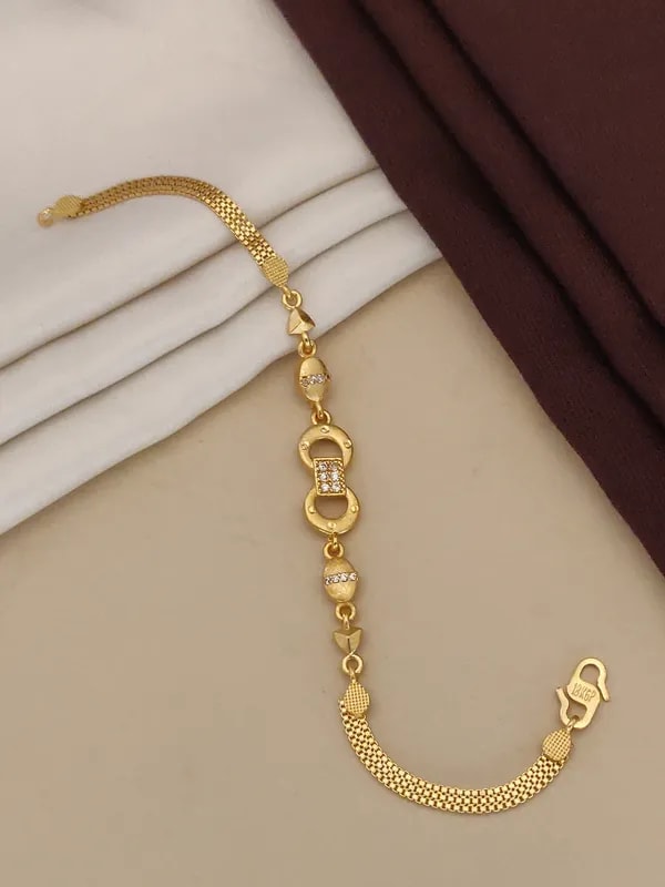 Micro Gold Plated And Diamond Studded Fancy Forming Bracelet For Women
