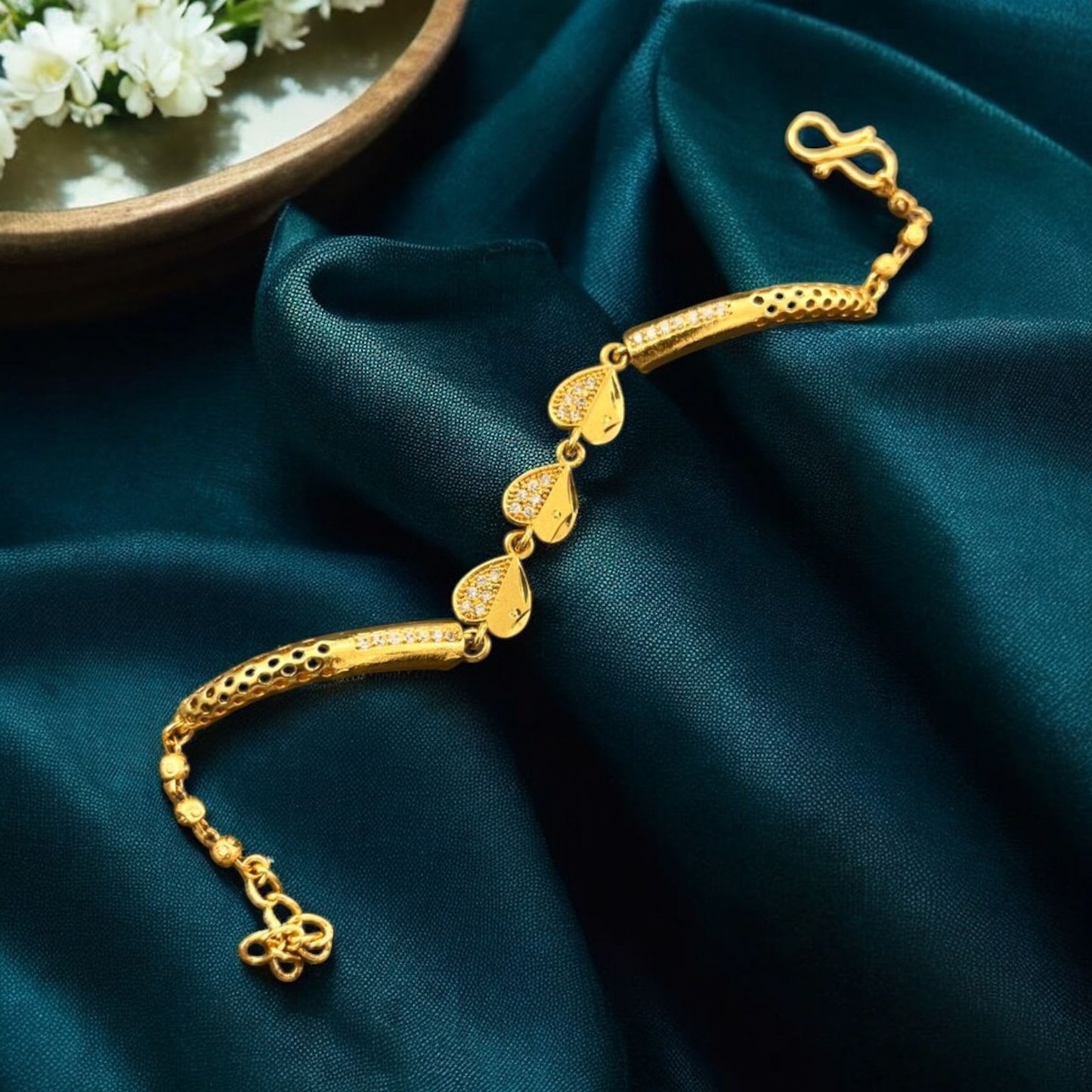 Premium Quality Gold Plated And Diamond Heart Bracelet For Women