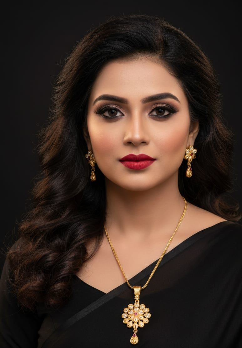 Micro Gold Plated And Diamond Studded Fancy Flower Pendant Set with Forming Chain For Women