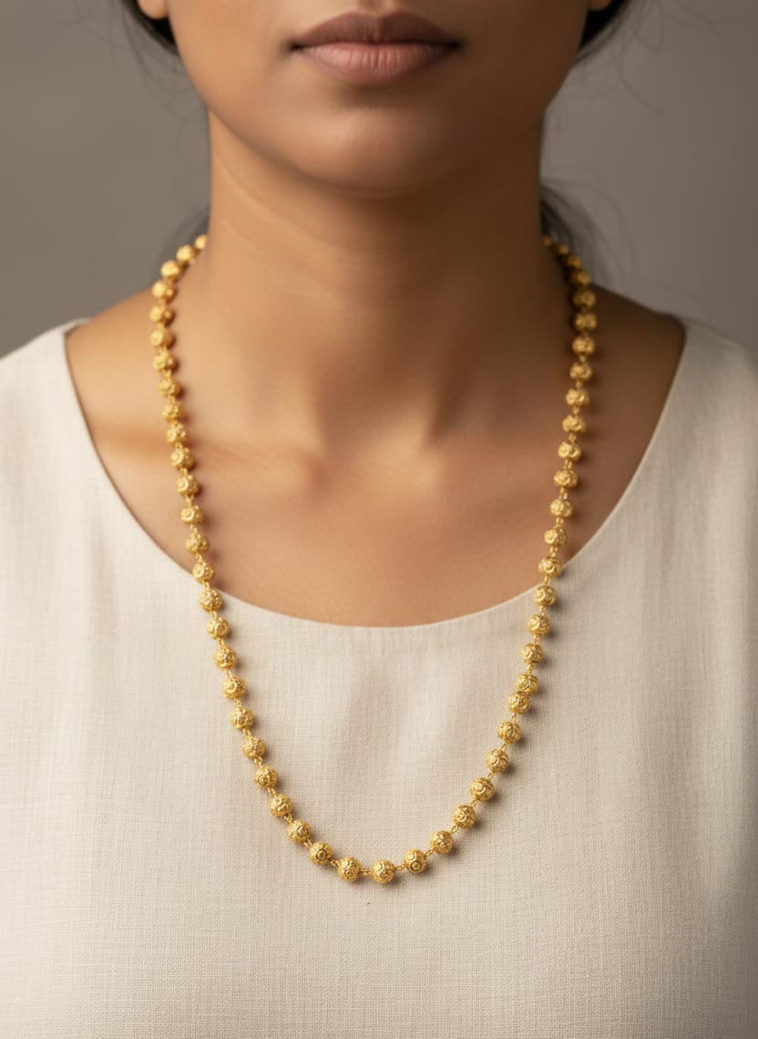 Micro Gold Plated Daily Wear 24 Inches Ball Chain
