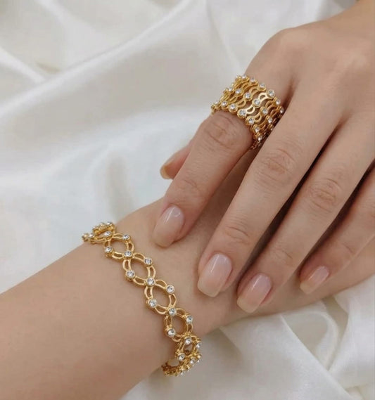 2 IN 1 Frodete Expandable Ring Bracelet Folding Retractable Adjustable Transform Bracelet TO Ring