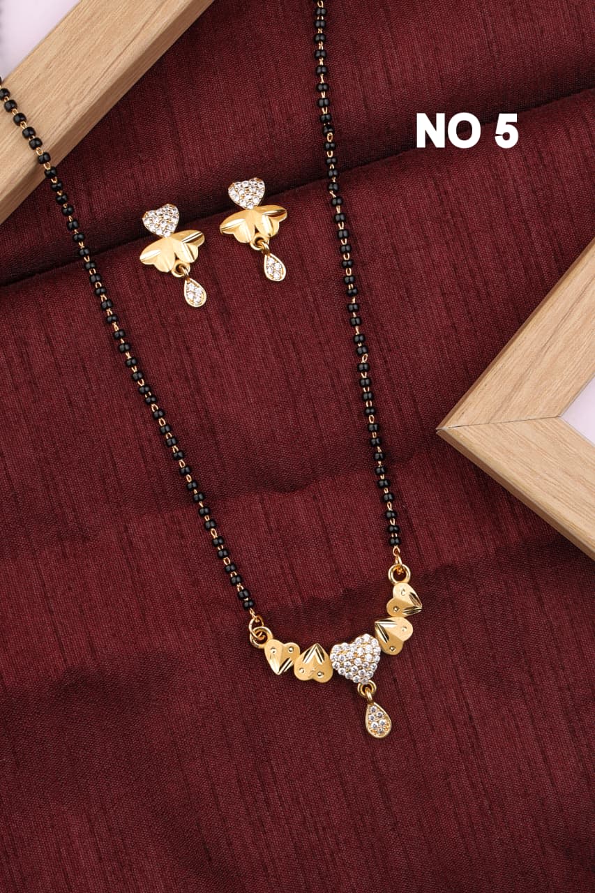 Forming And Diamond High Gold Plated Heart Mangalsutra