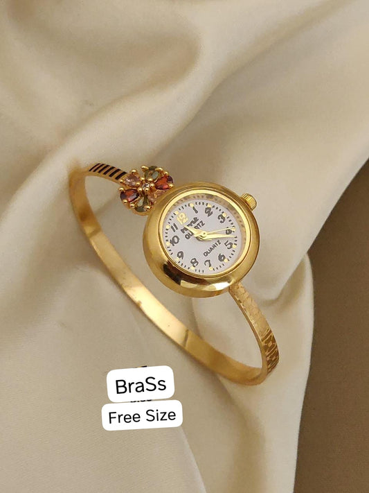 Stylish Gold-Tone Free Size Brass Women’S Watch Bracelet