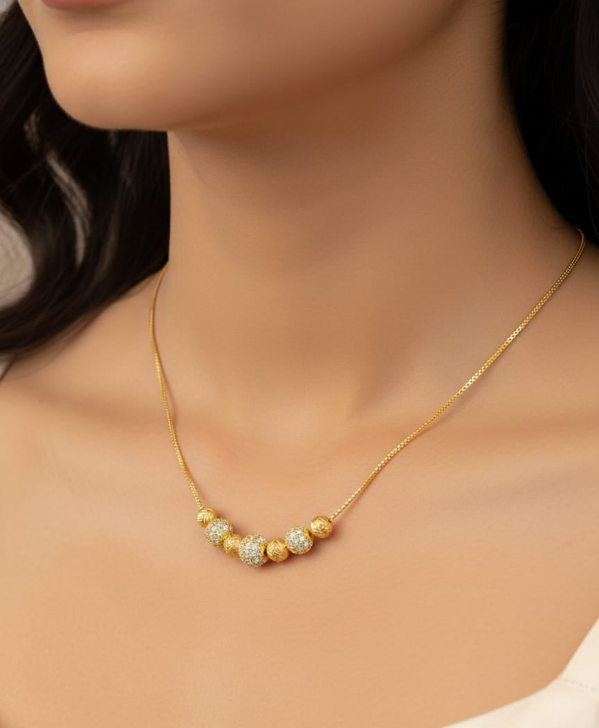 Timeless Beauty Gold Plated And Diamond Beads Necklace – Perfect Gift