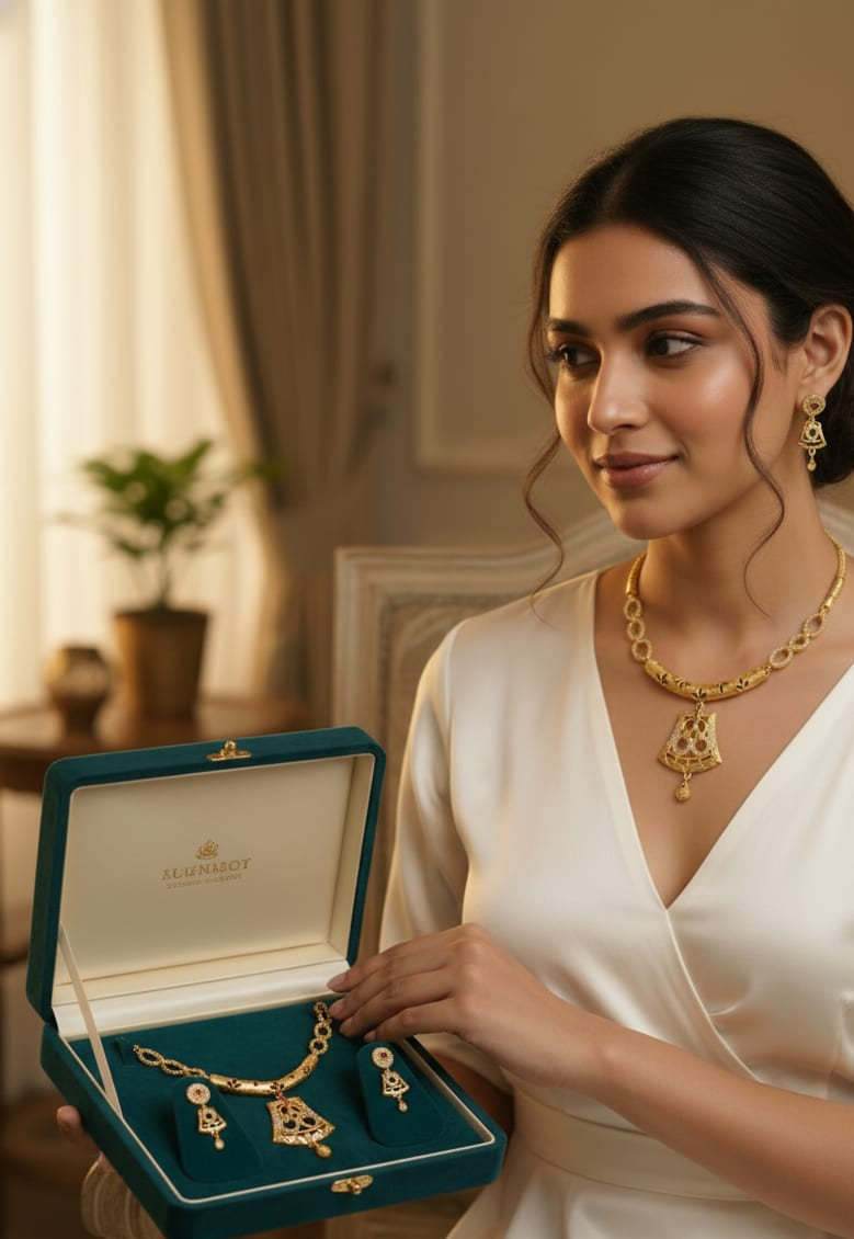 Micro Gold Plated And Diamond Studded Forming Square Necklace