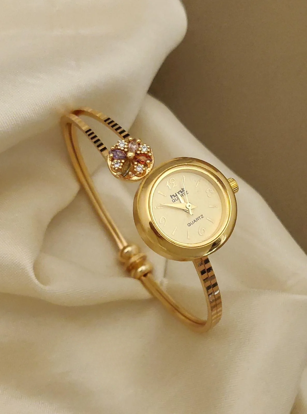 Stylish Gold-Tone Free Size Brass Women’S Watch Bracelet