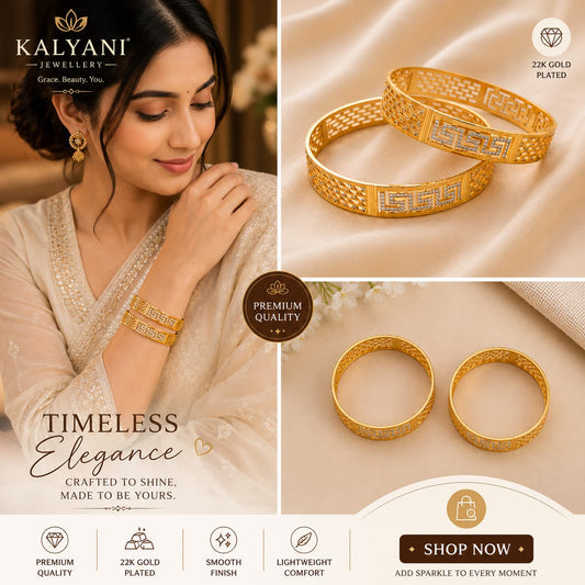 Gold Tone Plated Geometric Stone Bangle Set