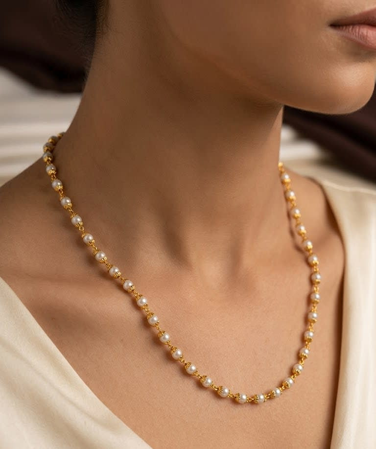 Designer High Gold Plated Pearl Drop Fancy Long Chain