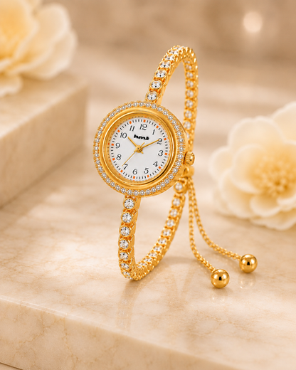 Anti-tarnish 18k Gold Plated Crystal Link Bracelet Watch