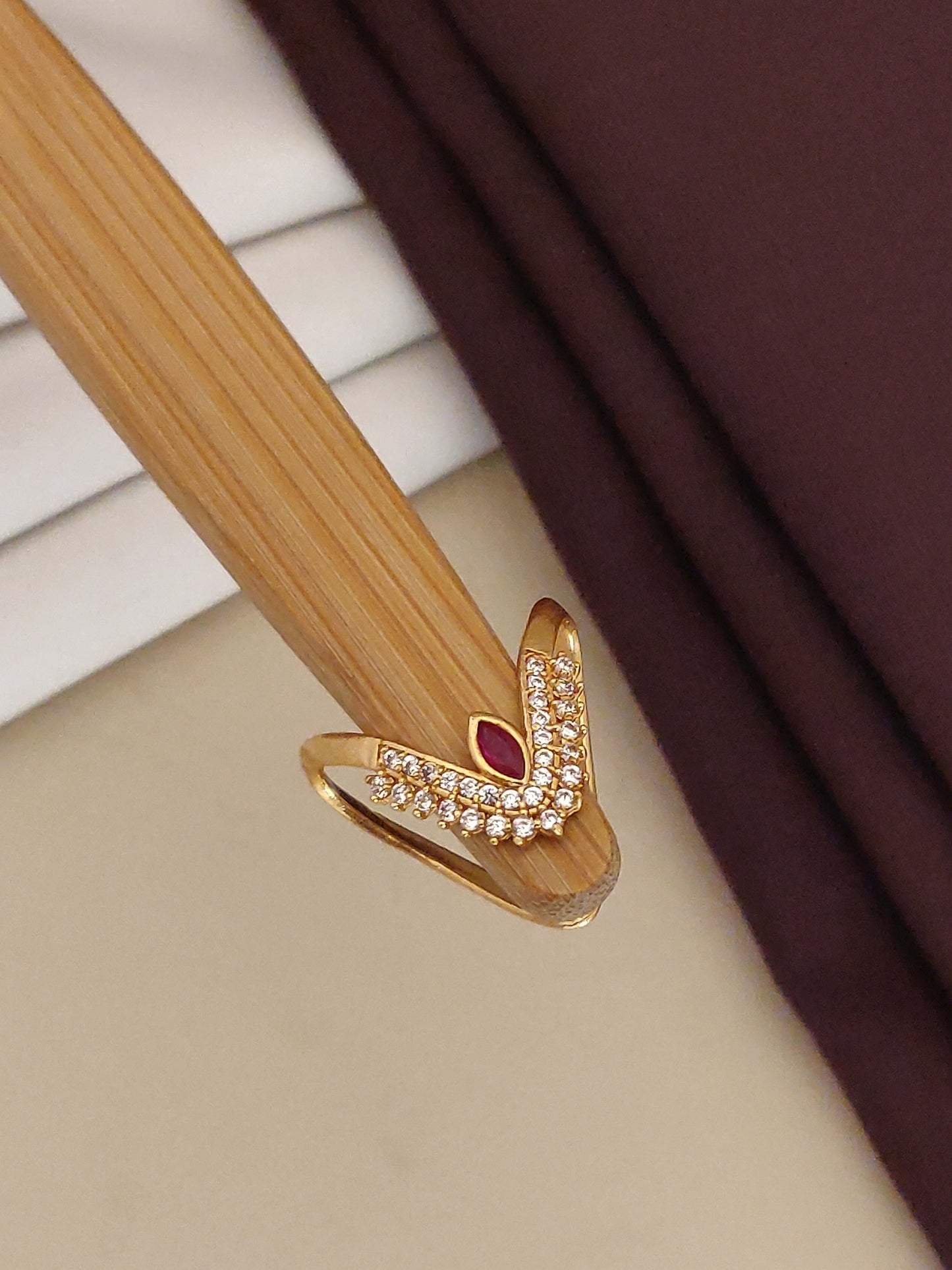 Designer High Gold Plated And Diamond Studded Fancy Adjustable Ring