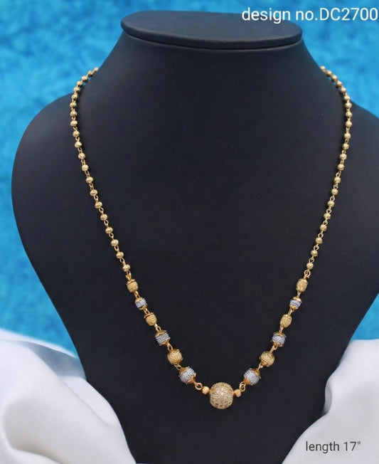 Striking And Diamond Studded 2 Tone Ball Chain