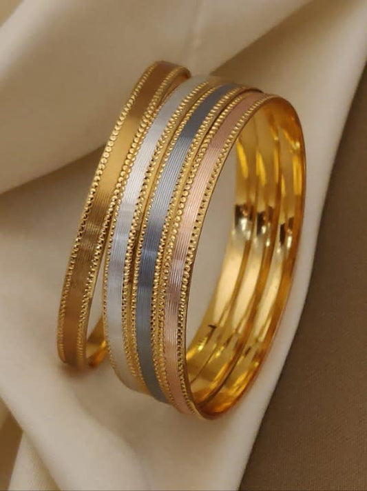 Elegant Gold Plated Daily Wear Fancy 4 Pcs Color Bangle Set with Dot Design