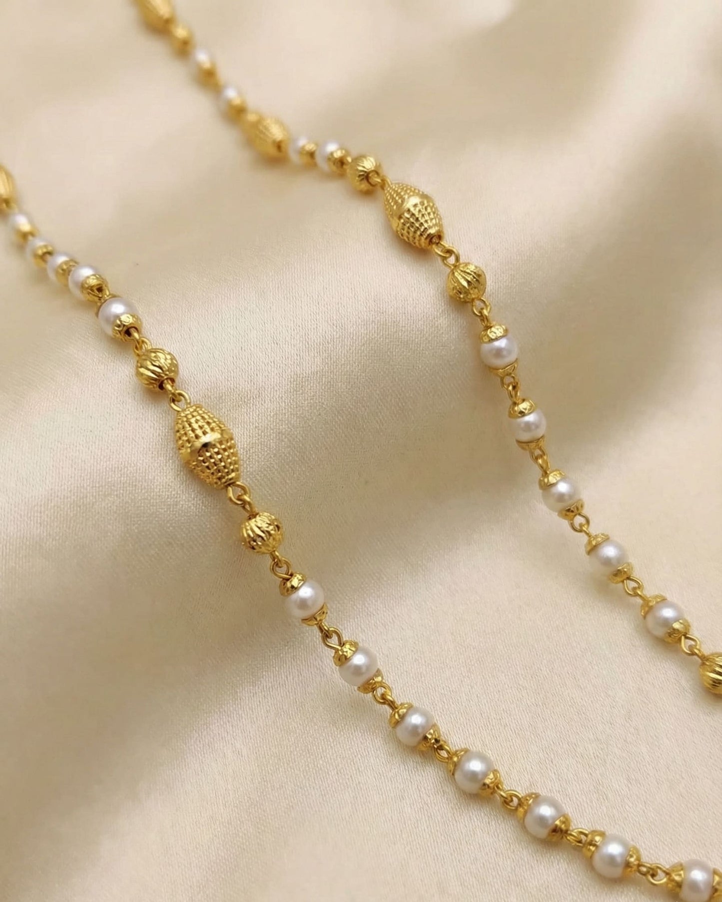 Gold Plated Daily Wear Fancy Pearl Drop 24 Inches Chain