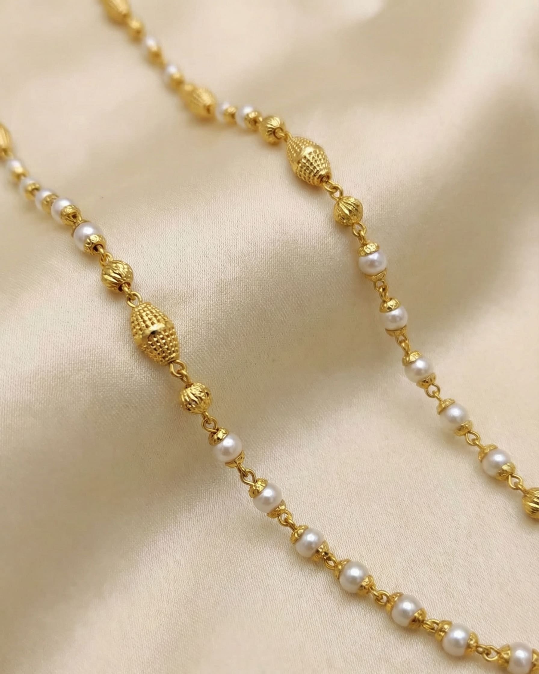 Gold Plated Daily Wear Fancy Pearl Drop 24 Inches Chain