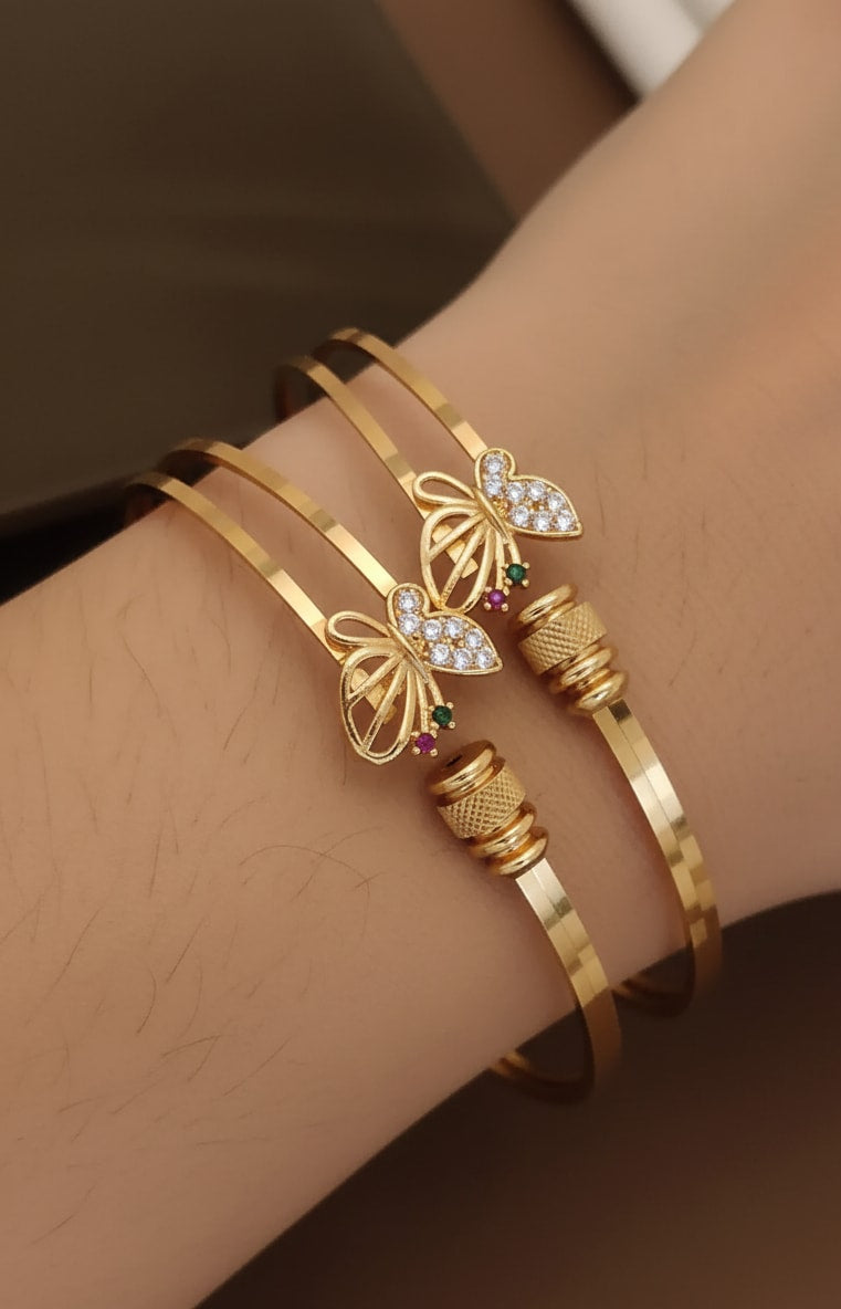 High Gold Plated Butterfly And Diamond Studded Bangles For Women