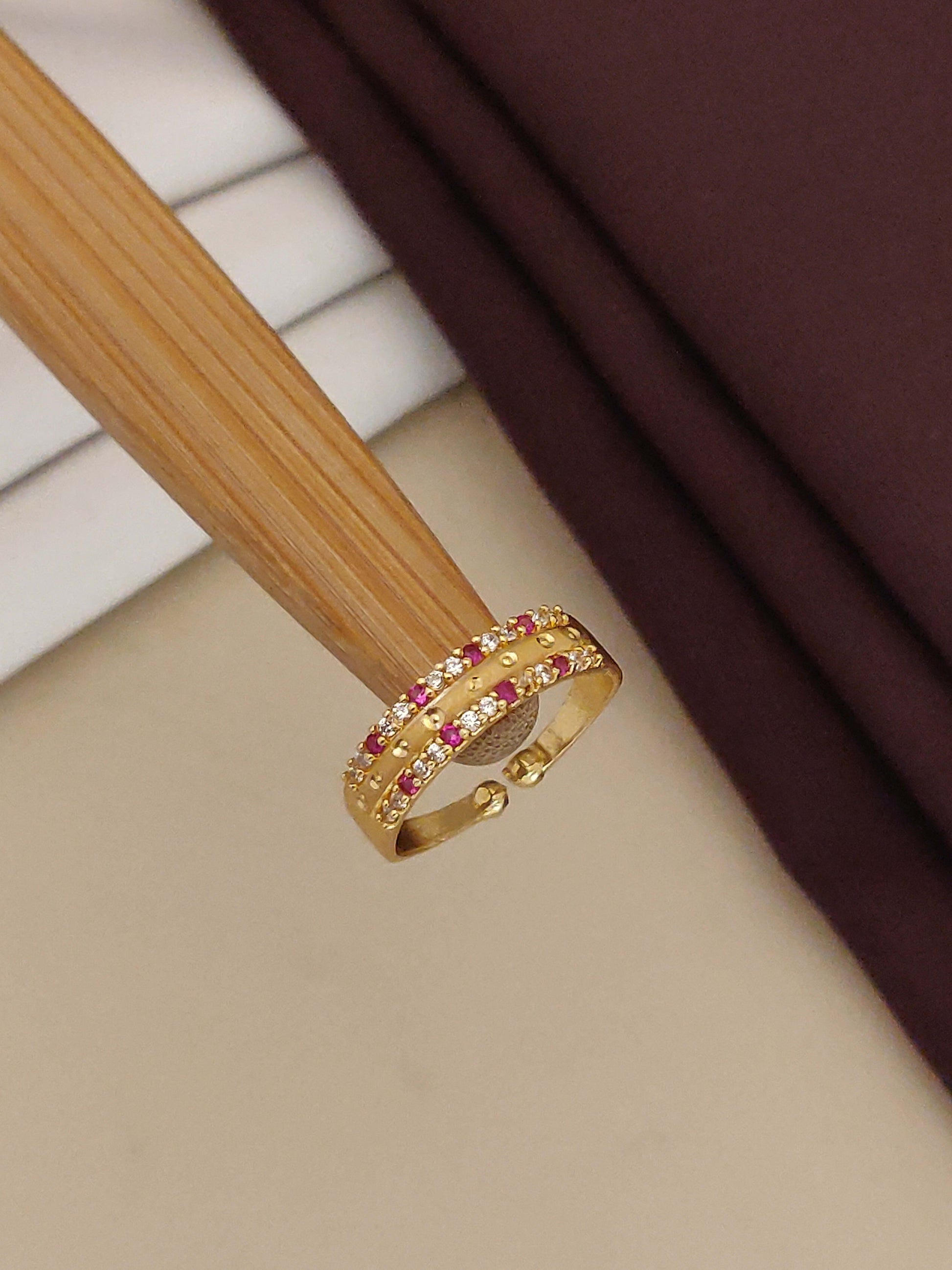 High Gold Plated And Diamond Studed Fancy Adjuble  Ring