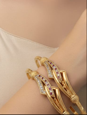 High Gold Plated And Diamond Studded Meena Work Fancy Adjustable Kadli