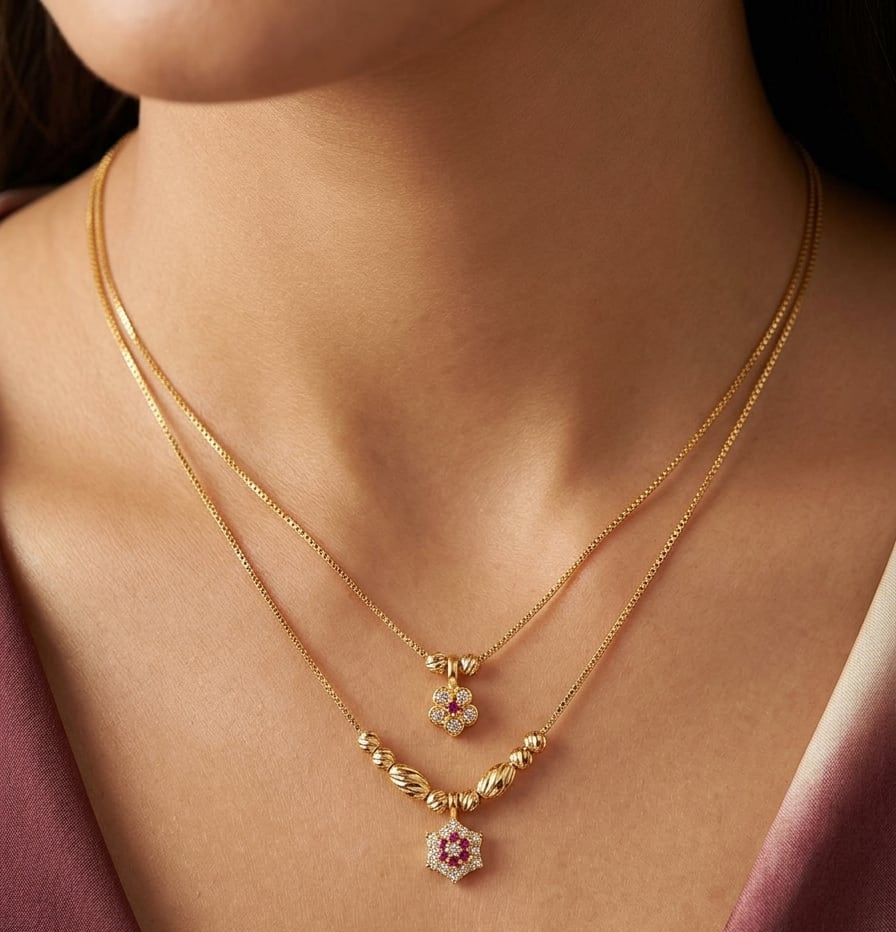 micro gold plated ad diamond  studed daily waer fancy 18 inches star chain