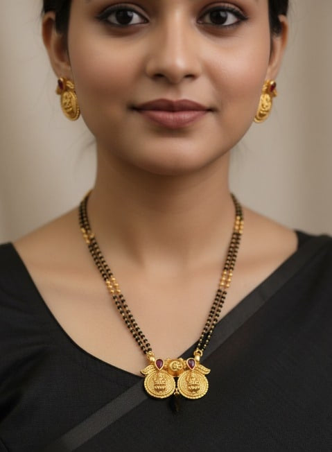 Micro Gold Plated And Diamond Antique Mangalsutra