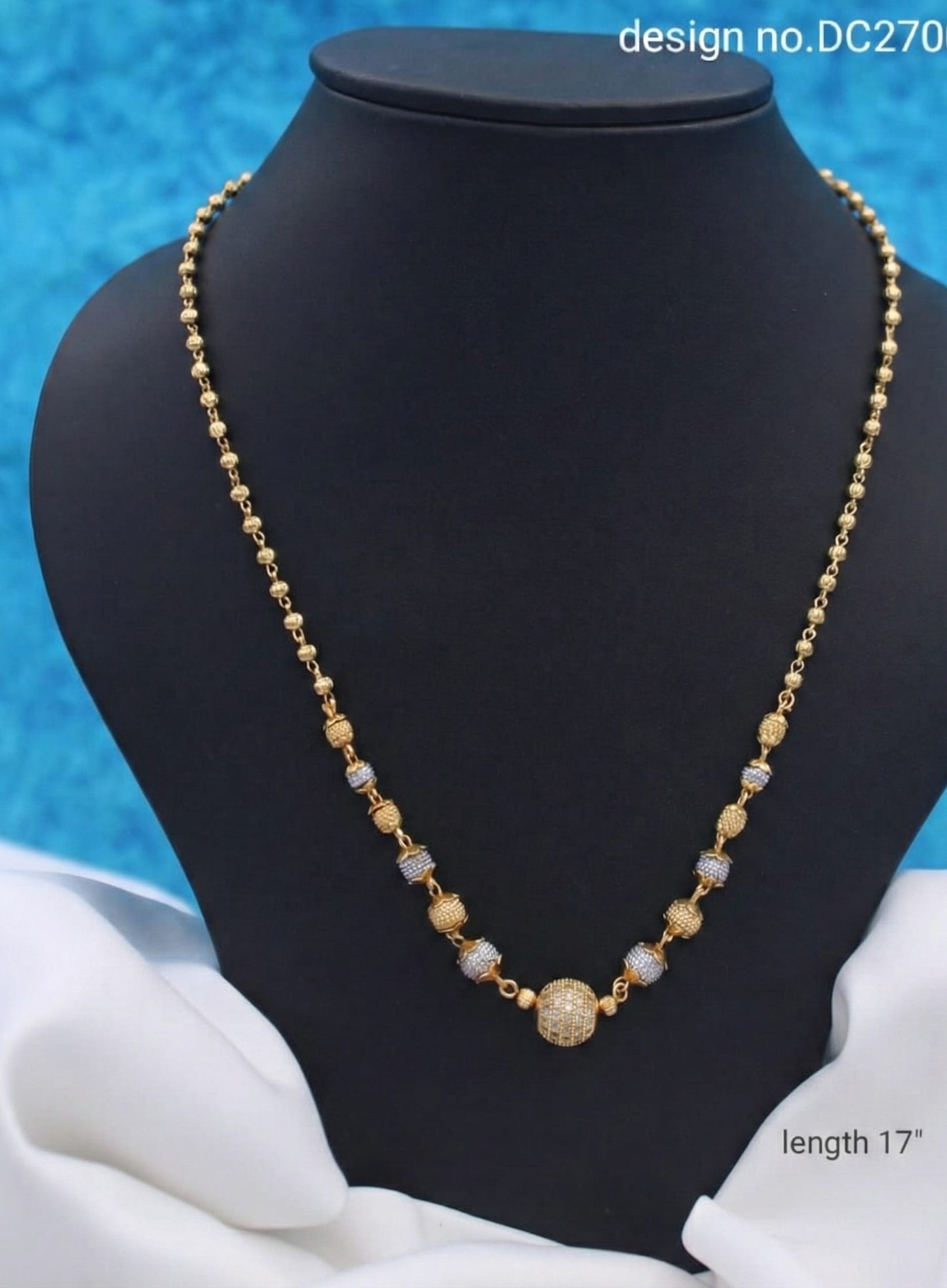 Micro Gold Plated And Diamond Daily Wear Fancy 18 Inches  2 Tone Ball Chain