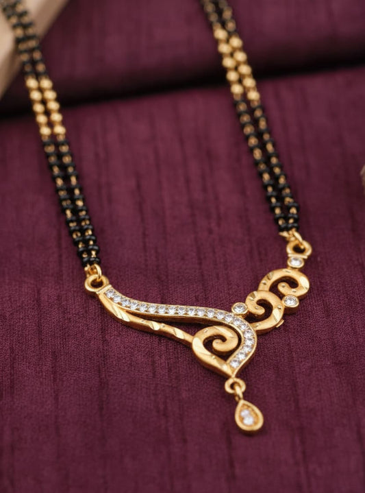 Micro Gold Plated And Diamond Studded Fancy 24 Inches Mangalsutra