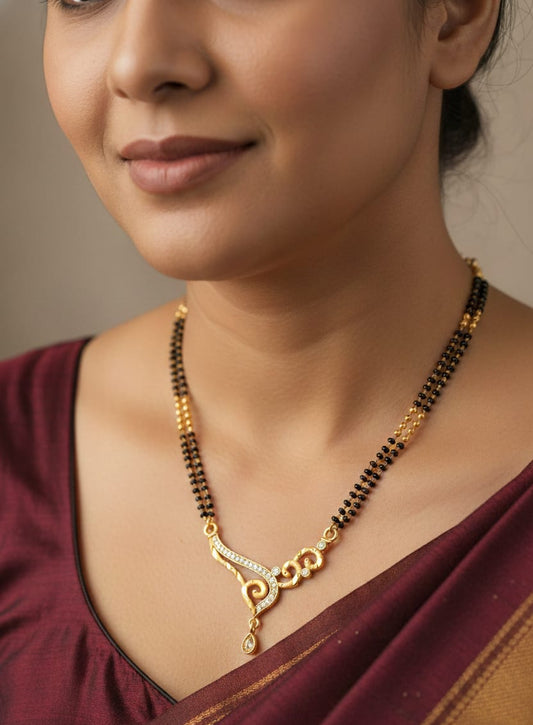 Micro Gold Plated And Diamond Studded Fancy 24 Inches Mangalsutra