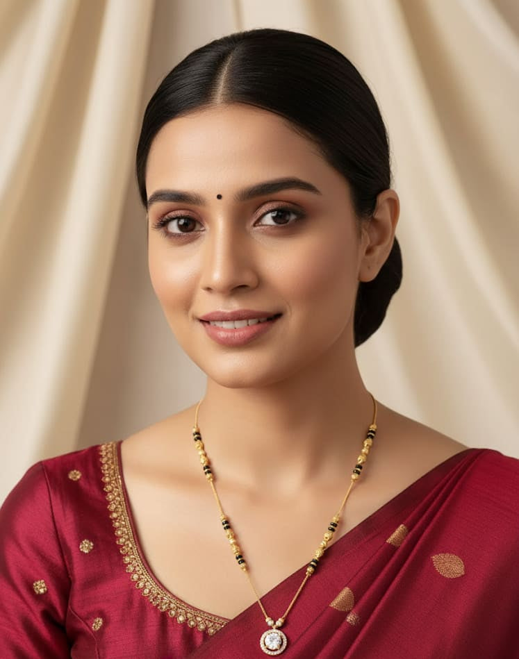 Micro Gold Plated And Diamond Studded Fancy Round Mangalsutra