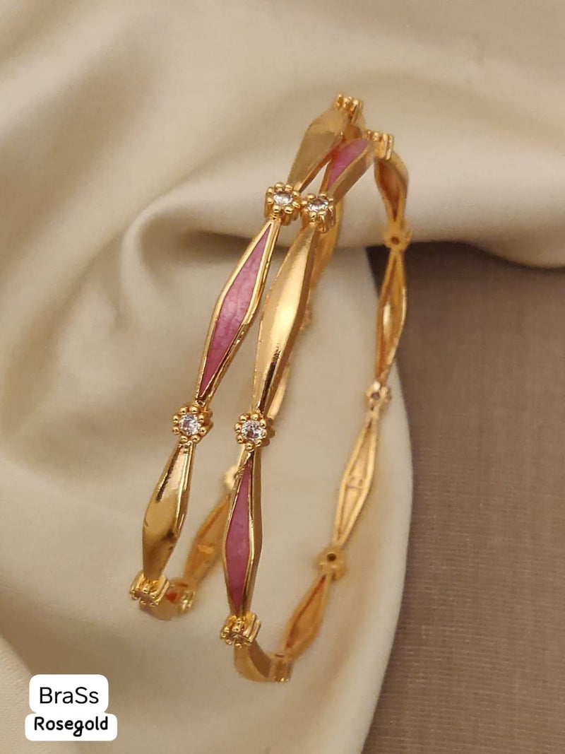 Micro Gold Plated And Diamond Studded Fancy 2-Piece Bangles For Women