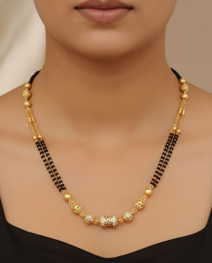 Micro Gold Plated Daily Wear And Diamond Mangalsutra For Women
