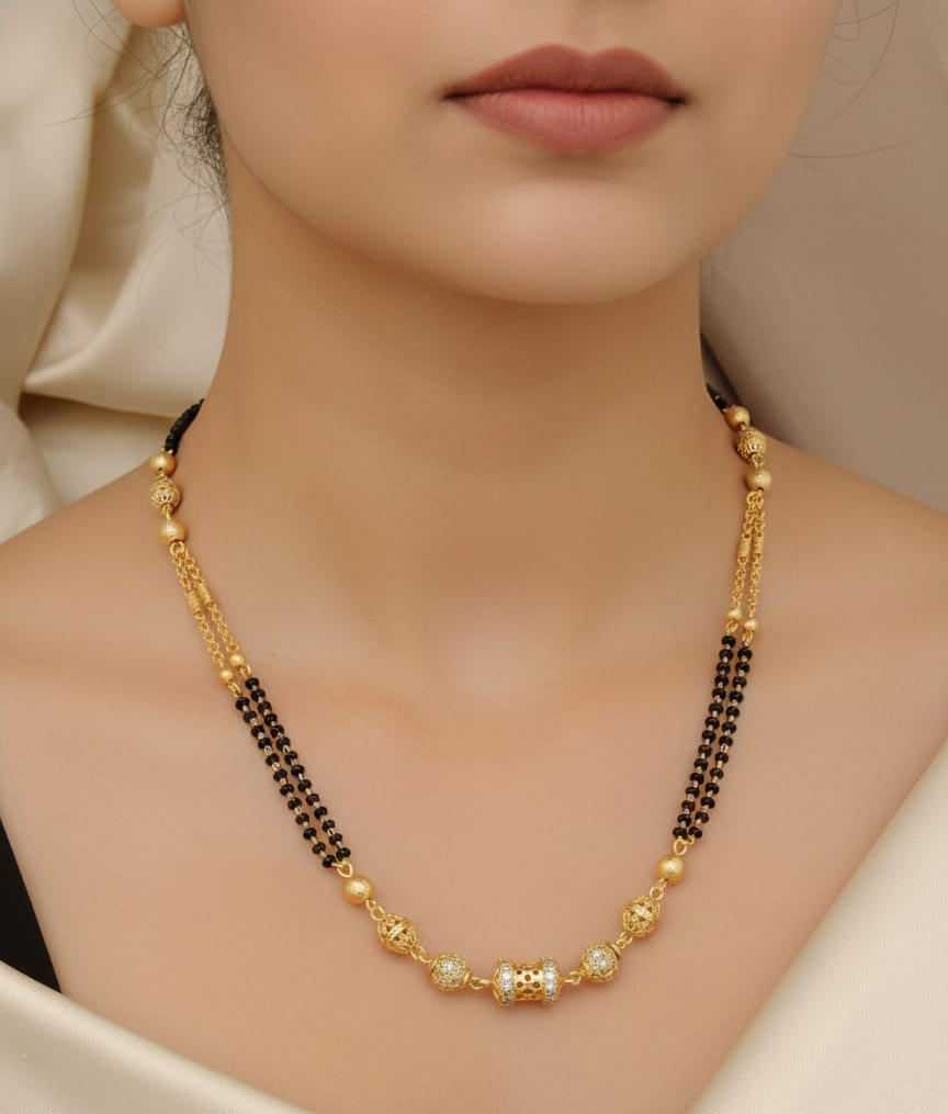 Micro Gold Plated Daily Wear And Diamond Mangalsutra For Women
