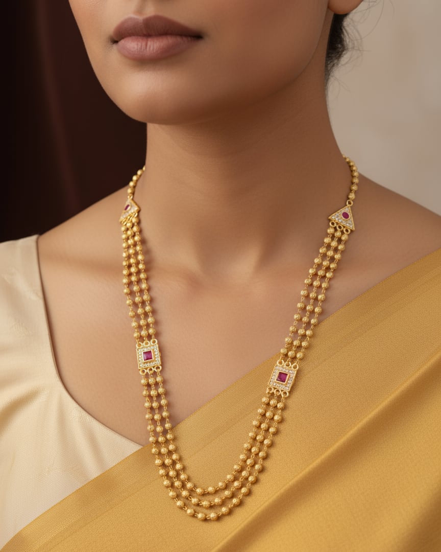 Micro Gold Plated And Diamond Studded Fancy Square Chain