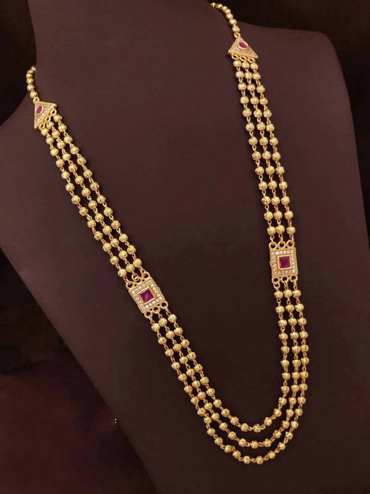 Micro Gold Plated And Diamond Studded Fancy Square Chain
