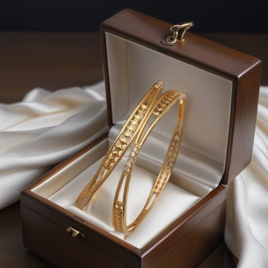 Micro Gold Plated And Diamond Casul Wear 2 Pcs Fancy Bangle For Women