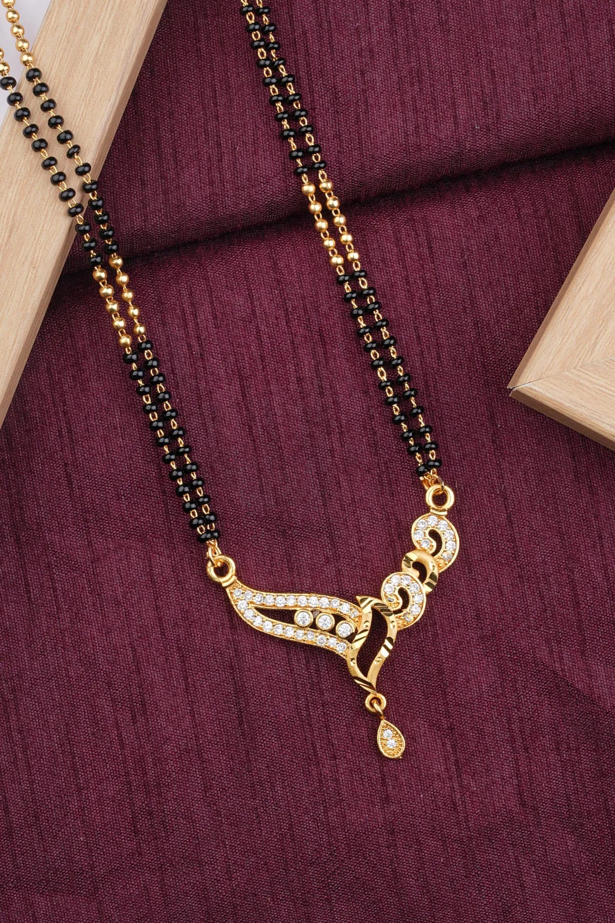 Micro Gold Plated Ruby-Style Mangalsutra Set For Women (Pack Of 3)
