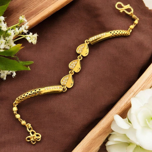 Premium Quality Gold Plated And Diamond Heart Bracelet For Women