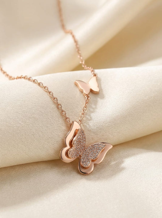 Rose Gold Plated  Daily Wear Stainless Steel Butterfly Fancy Chain