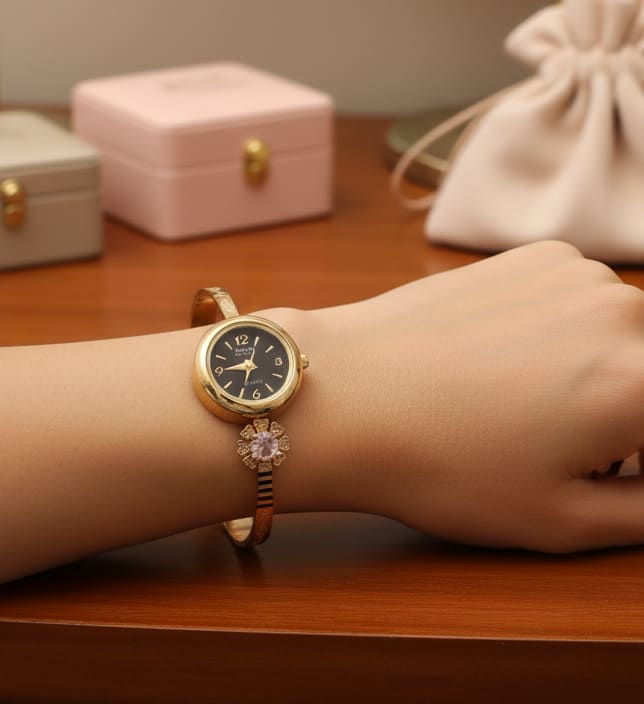 High Gold Plated And Diamond Adjustable Watch For Women